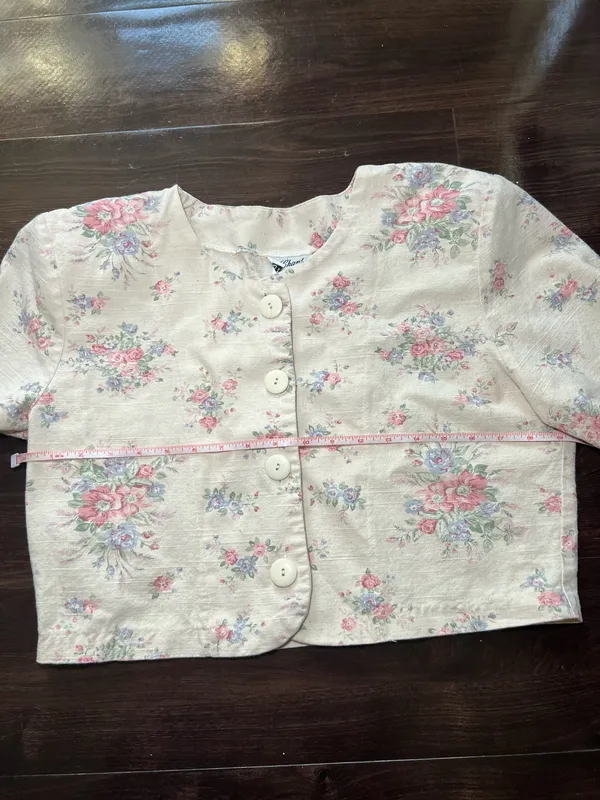 Vintage Enchanté Cropped Floral Jacket Size Large - Image 5