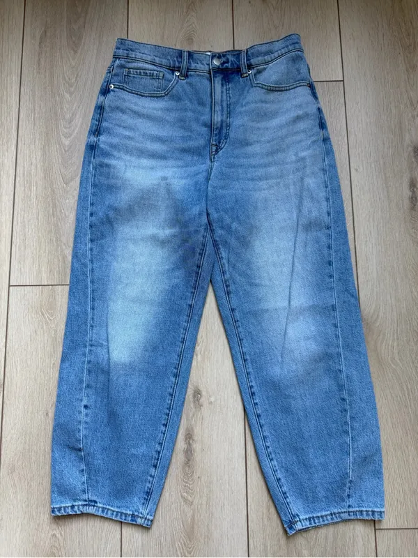 Evereve Ever Seamed Medium Blue Barrel Leg Jeans Size 30 High Rise Ankle Length - Image 9