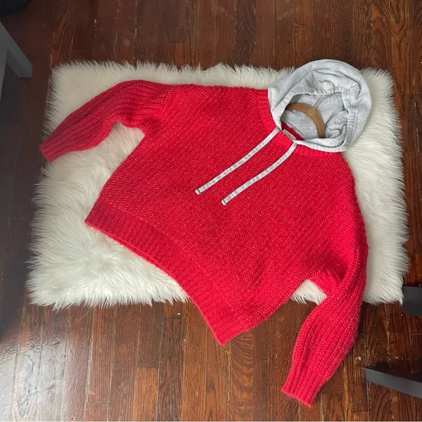 OFFLINE by Aerie Red Sweatshirt Hoodie Sweater Boxy Fit - Image 4