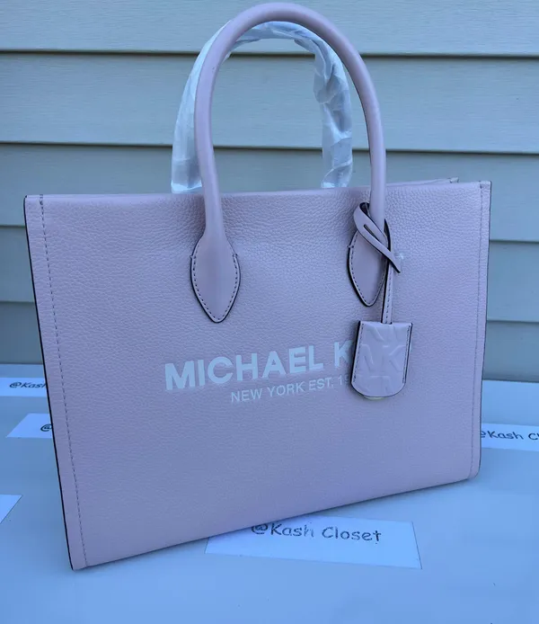 Michael Kors Mirella Medium Pebbled Leather Tote Bag - Powder Blush Multi - Image 2
