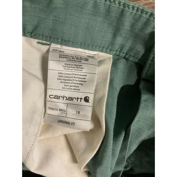 Carhartt Womens Shorts Green Ripstop Roll Tab Utility Cargo 18 - Image 4