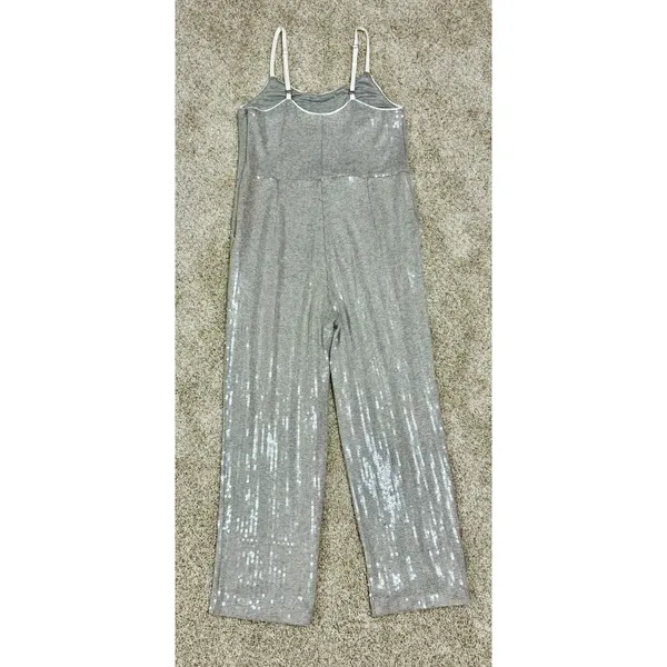 Anthropologie ETT:TWA Claudette Sequined Jumpsuit Silver Gray Pockets Size 4 - Image 8