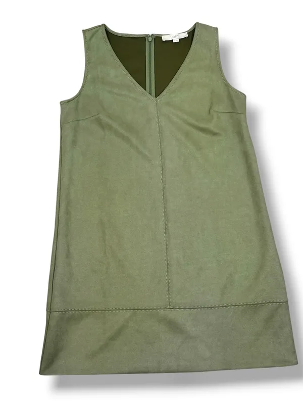 Loft Faux Suede V Neck Jumper Shift Mini Dress Olive Green 8 Tall Sleeveless - Image 13