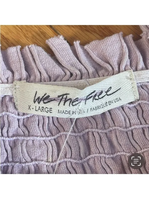 We the free Free People lilac top blouse elastic body puff sleeves XL Coquette - Image 6
