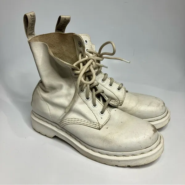 Dr. Martens 1460 Pascal‎ Mono lace up boots white off white size 7 - Image 2