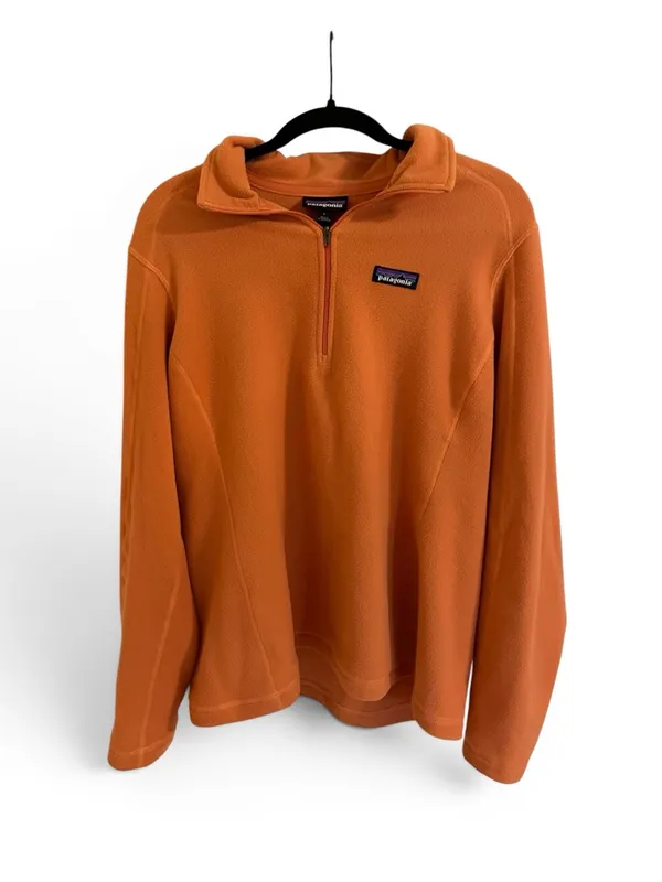 Patagonia Fleece Pullover Size L Orange 1/4 Zip Lightweight Synchilla - Image 2