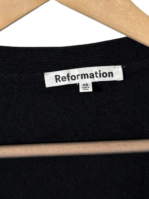 REFORMATION Varenne Cashmere Embellished Cardigan Sweater Top - Image 6