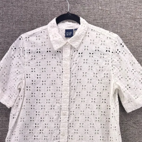 Gap Eyelet Shirt Dress‎ White Small - Image 5
