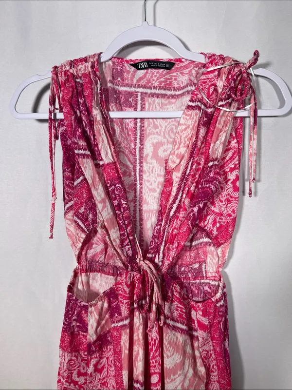 Zara Womens Patchwork Cutout Pink Maxi Dress Small 3709/917/330/S - Image 4