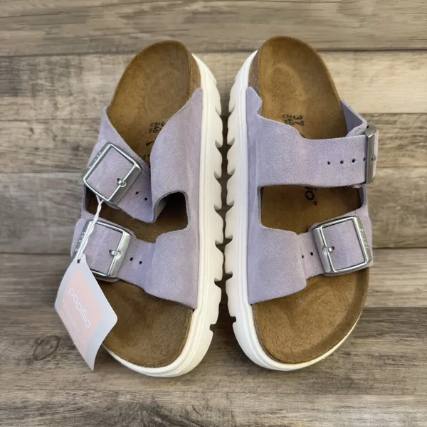 Papillio by Birkenstock Arizona Chunky Platform Sandal Lavender Suede Sz 37 - Image 3
