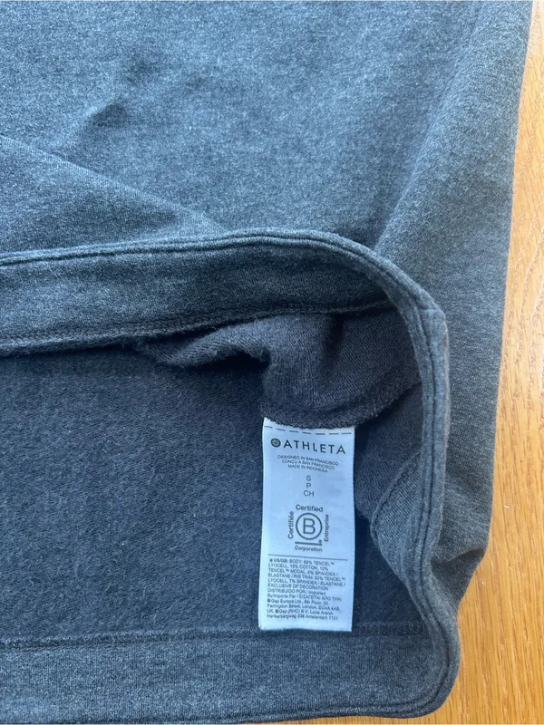 Athleta Clarity V-Neck Sweatshirt Womens Small S‎ Gray Shawl Neck Nirvana L/S - Image 6