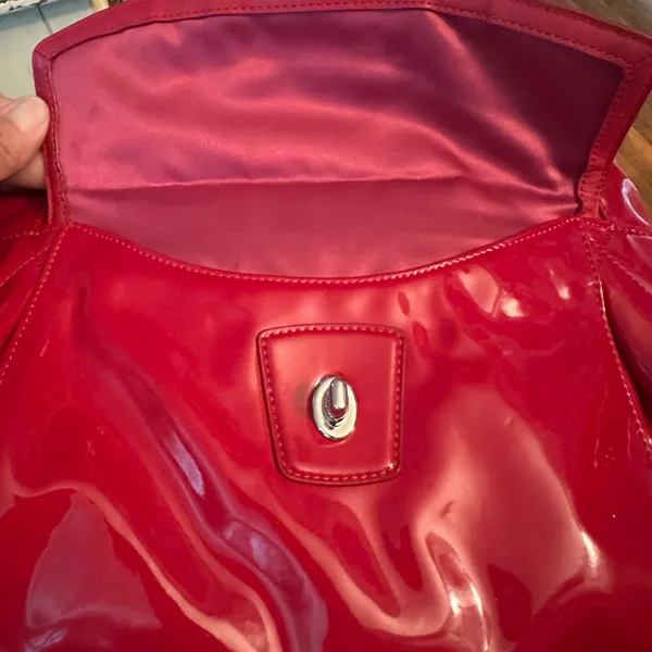 Coach Poppy Glossy Red Quilted Patent Leather Bag - Image 7
