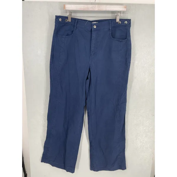 LOFT Womens Pants Navy Blue Wide Leg Tab Waist Detail Size 12 - Image 2