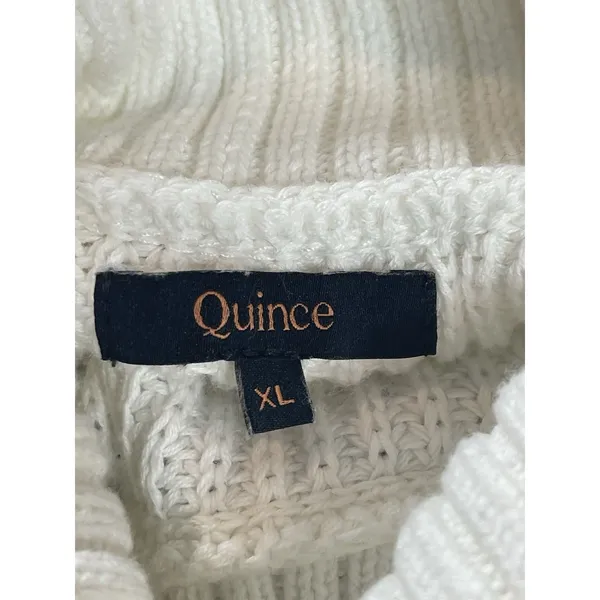 Quince Organic Cotton Striped Turtleneck Sweater Ivory Black Oversized XL - Image 7