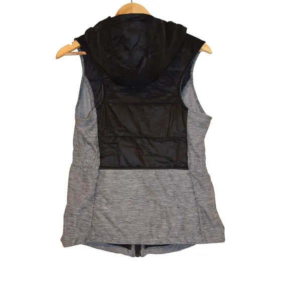The North Face Womens Hybrid Hooded Vest‎ Black Gray Quilted Insulated Medium - Image 2