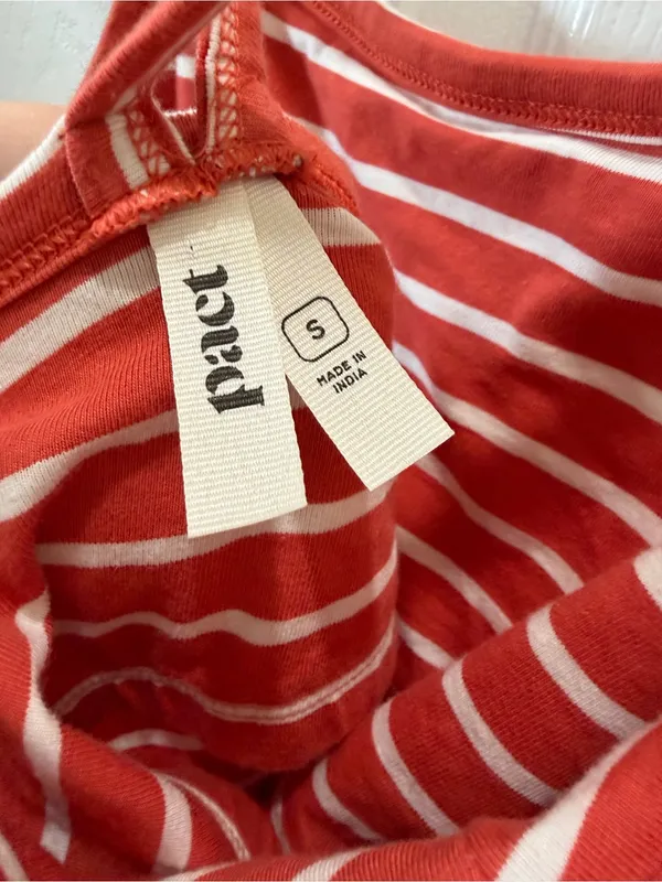 Pact Striped Organic Cotton Spaghetti Strap Mini Dress S - Image 5