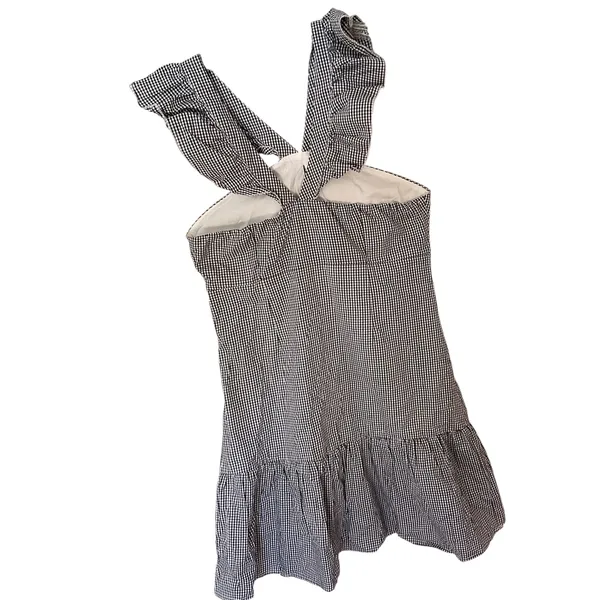 Romeo + Juliet Couture Gingham Ruffle Strap Dress Black White‎ Sleeveless Mini Summer Casual - Image 3
