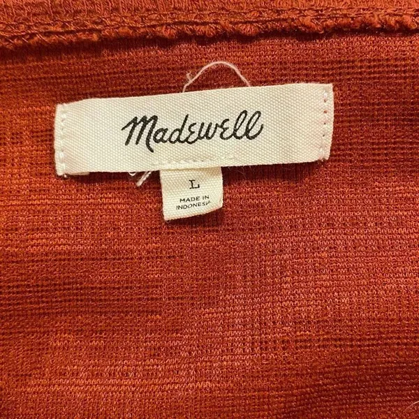 Madewell Rust Orange Textured Ruffle Sleeve Blouse Size Large - Image 4