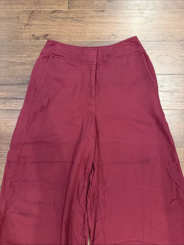14th & Union Wide Leg Cropped Pants Burgundy Wine Size 2 - C61-110 - Image 2