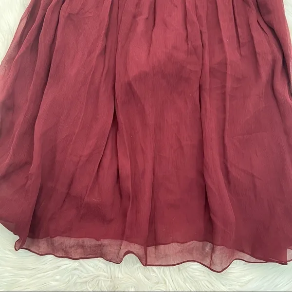 J. Crew Womens Size 6 Nadia Strapless Bridesmaid Dress Burgundy Red Silk Chiffon - Image 9