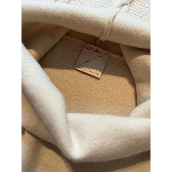 Kerisma Oversized Sweater Vest Cream Angora Blend Mock Neck Pocket S/M - Image 9
