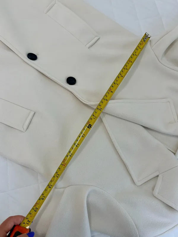 Bershka Ivory Long Coat Quiet Luxury Minimalist Old Money Tailored Classic Size S - Image 7