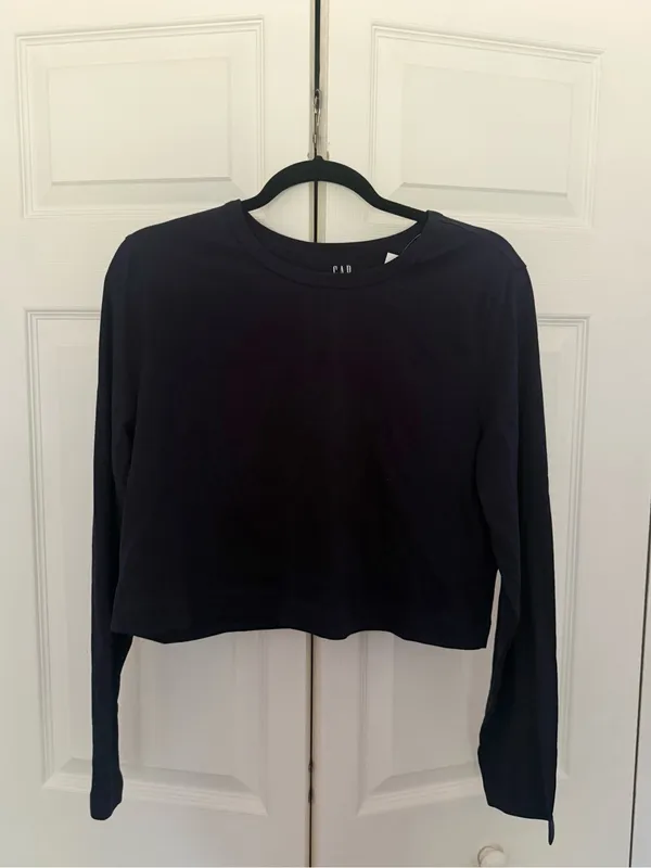NWT GAP Organic Cotton VintageSoft Crop T-Shirt Navy Blue Size Large - Image 2