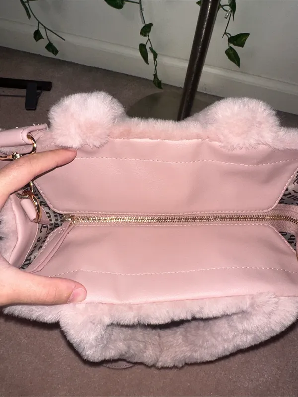 Juicy Couture Pink Let’s Get Cozy Faux Fur Tote Bag Removable Strap With Zipper - Image 3