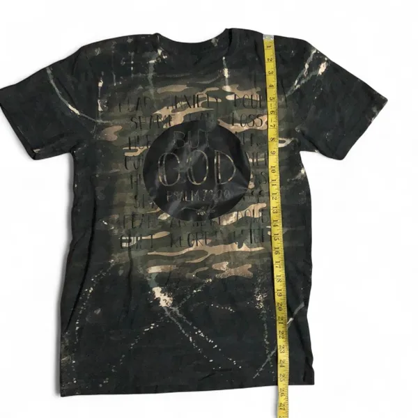 Christian Jesus Psalm 73:26 “But God” Graphic Tee T-Shirt Top Short Sleeve Blouse Bible Verse Camo Green Black Sz S - measurement in pics - Image 4