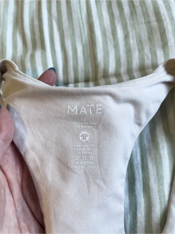 Mate The Label Organic Stretch Sports Bra Size Small Organic Cotton Cream Bone - Image 4