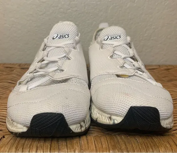 ASICS White and Blue Marbled Gel Sole Asymmetrical Laces Size 10 - Image 2
