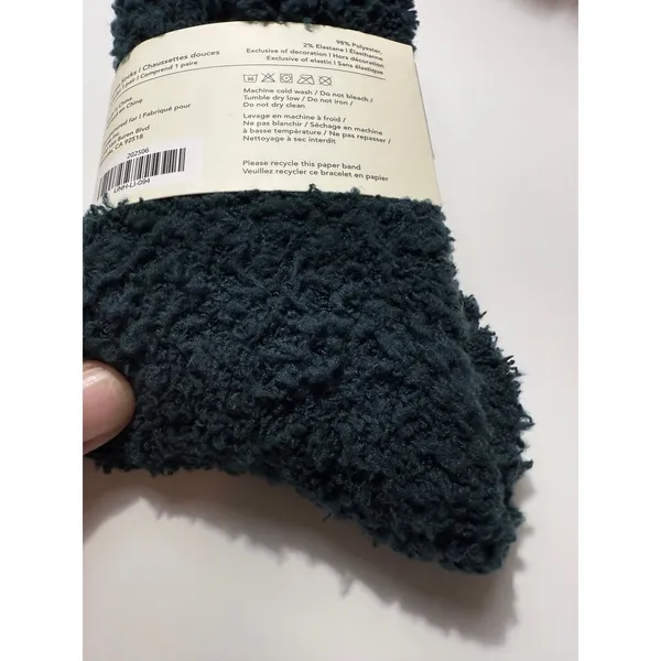 UnHide Softie Socks Forest Green Faux Fur Plush Cozy Lounging Crew Socks NEW‎ - Image 5
