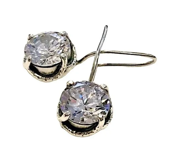 SILPADA Sterling Silver Faceted Round Cut Cubic Zirconia Center Stage Earrings - Image 3