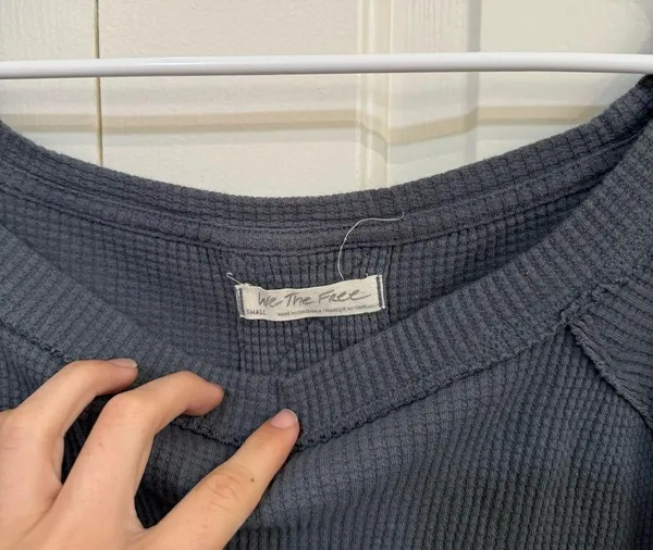 Free People Blue Gray Oversized Long Sleeve Size S - Image 4