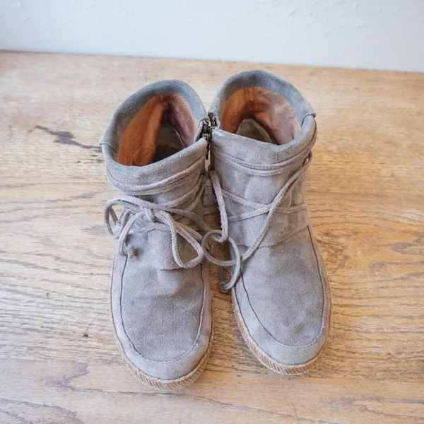 UGG Women's Size 8 Kalla Ankle Boots Grey Suede Moccasin Boho Indie Fall Casual - Image 2