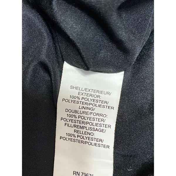 Lucky Brand Black High Neck Long Sleeve Button Zip Quilted Puffer Coat Jacket M - Image 4