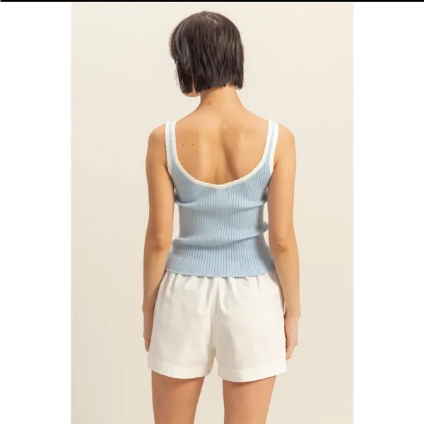 HYFVE Light Blue Ribbed Tank Top with White Trim - Image 2