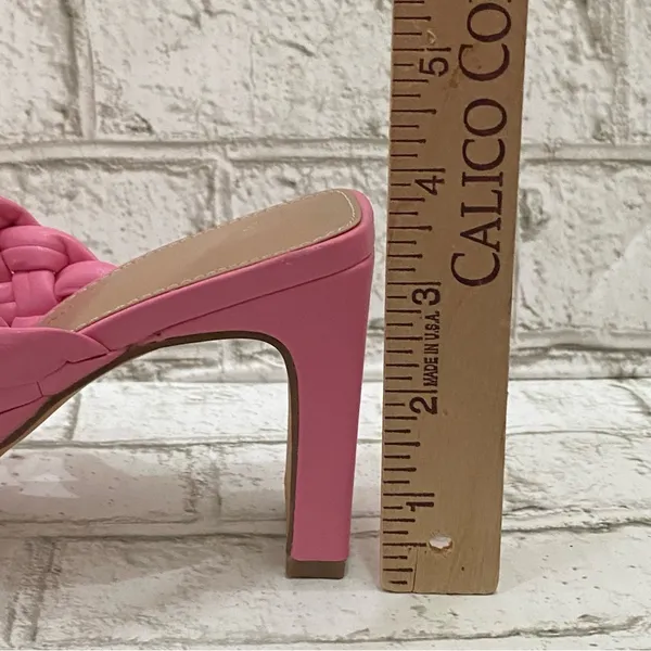 BCBGeneration Pink “Finaa” Slide Chunky Braided Woven Strap Heel Sandal Size 7 - Image 9