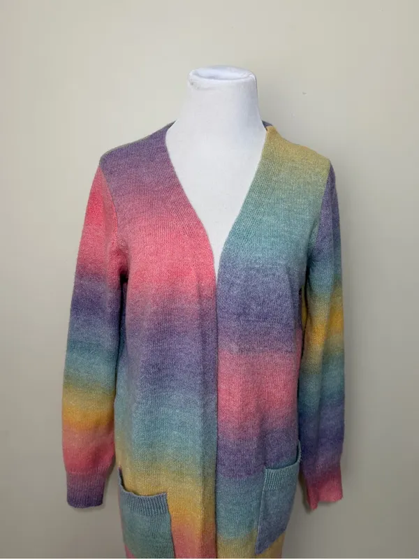 Grace Karin Ombré Rainbow Open Front Cardigan Sweater - Image 2