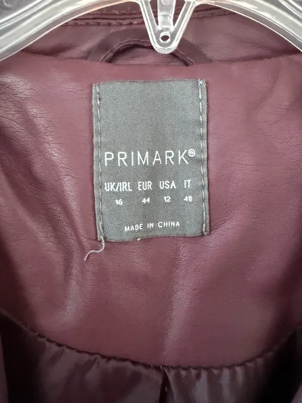Primark Burgundy Faux Leather Moto Jacket - Image 3