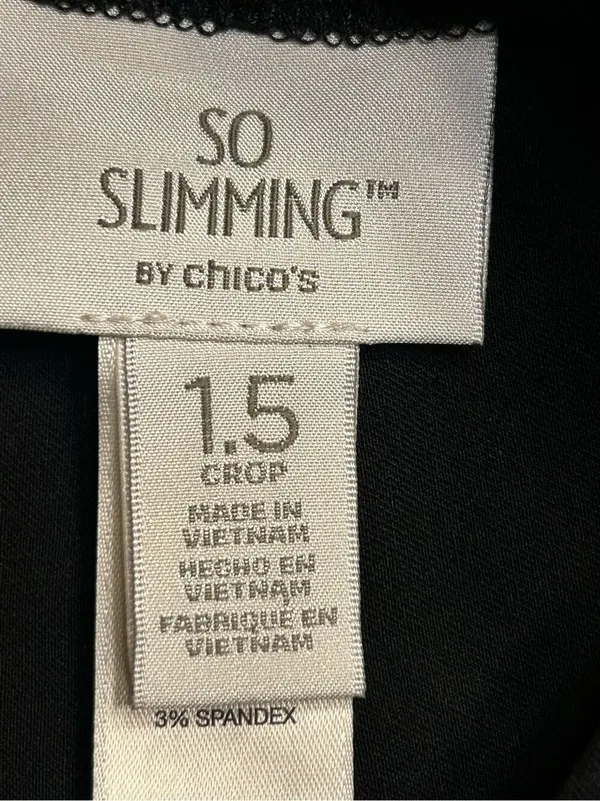 Chicos Womens So Slimming Cropped Pants Size 10 Black Stretch (0292) - Image 7