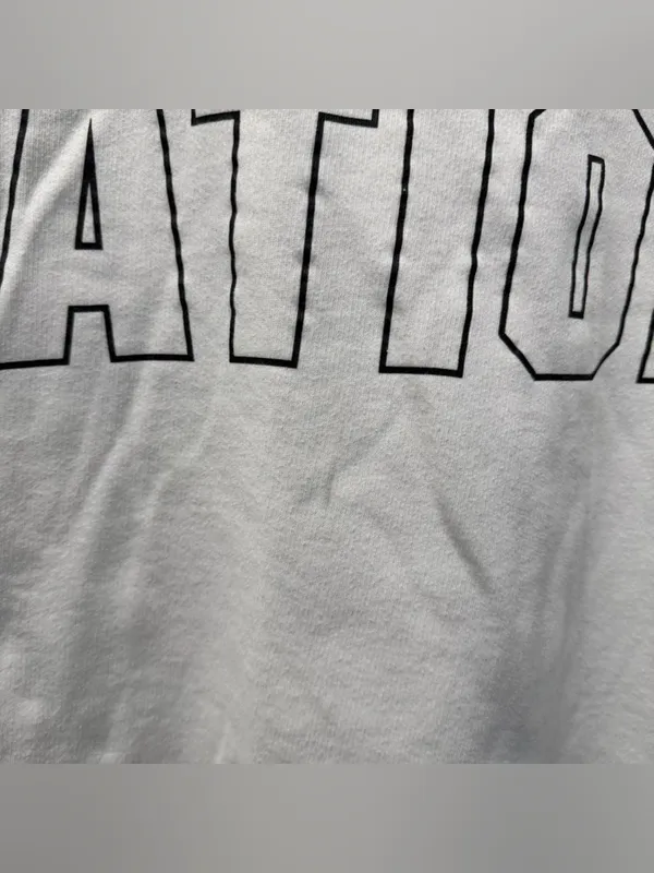 Victoria's Secret PINK Nation Campus Crew Sweatshirt White Black Medium - Image 5