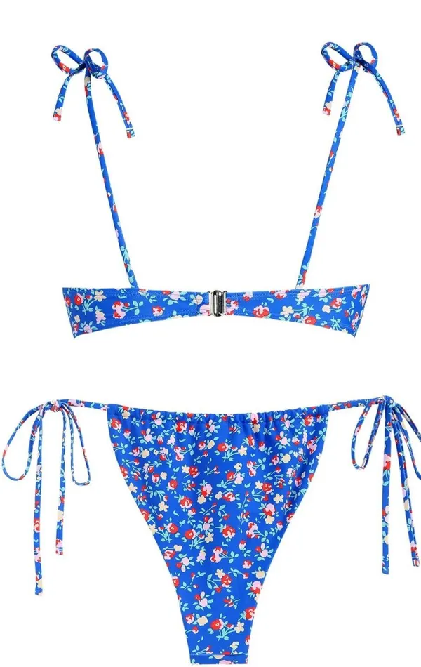 Blue floral bikini Size 4 - Image 2