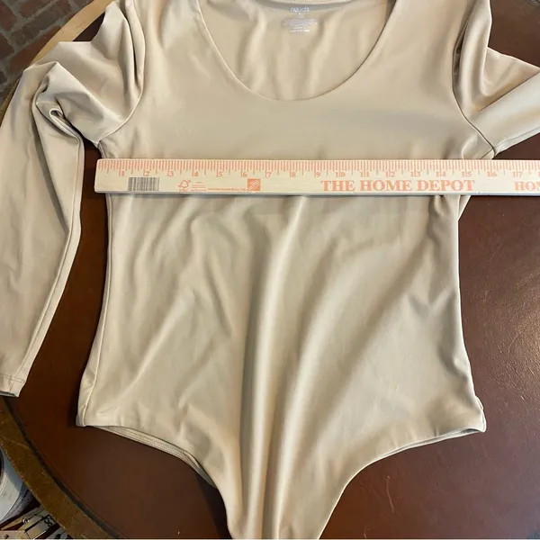 Nuuds Long‎ Sleeve Scoop Neck Bodysuit beige tan size Large basics neutral - Image 3