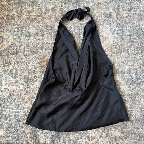 Reformation x Laura Harrier Holt Silk Halter Top | Size 2XL | Black - Image 6