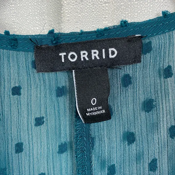 Torrid Teal Green Clip Dot Chiffon Kimono Sz.0 - Image 8
