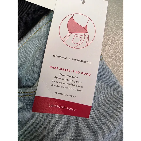 Isabel‎ Maternity Skinny Over The Belly Crossover Panel Jeans Light Blue Size 8 - Image 6