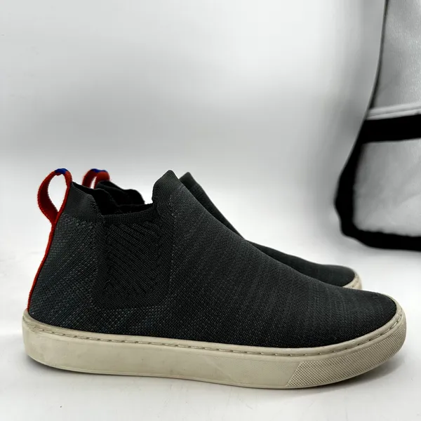 Rothy's The Chelsea Boots Knit High Top Slip On Fog Melange Gray Red 8 - Image 3