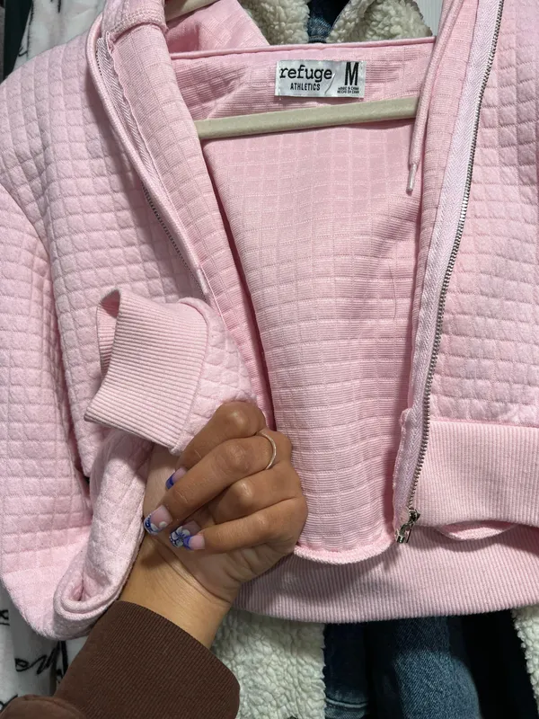Pink Cropped zip up Size M - Image 3