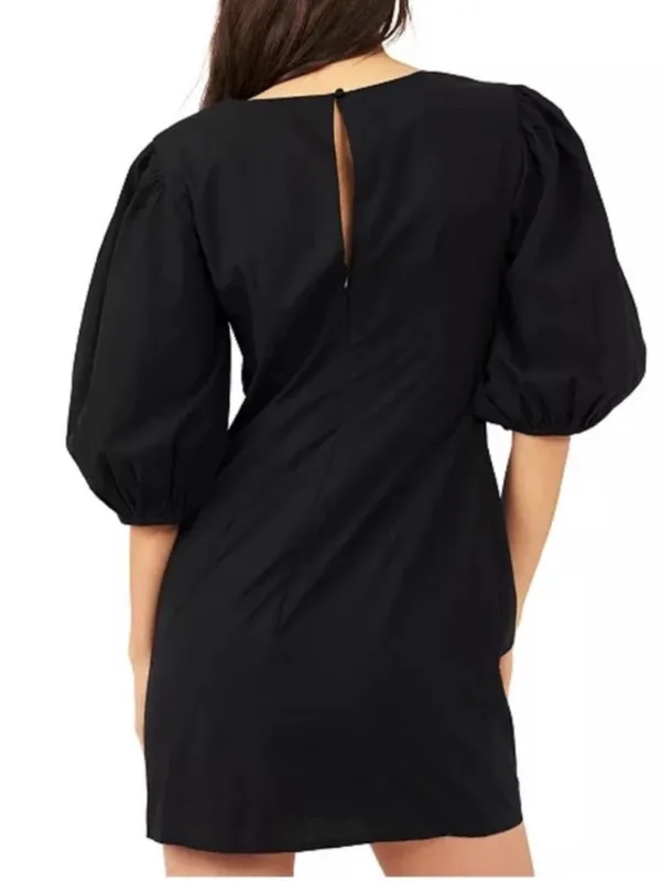 Black Puff-Sleeve Mini Dress - Image 2